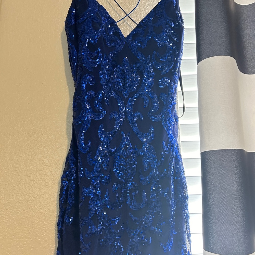 blue hoco dress size L